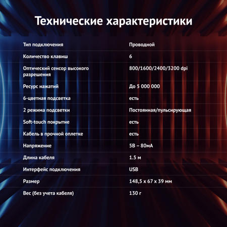 Мышь Оклик 925G STORM черный оптическая 3200dpi USB 6but (499553)