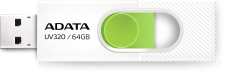 Флеш Диск A-Data 64GB UV320 AUV320-64G-RWHGN USB3.2 белый/зеленый
