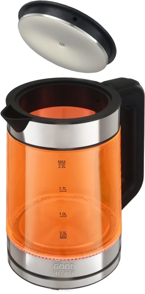 Чайник электрический GoodHelper KPG-2201OR 2.2л. 2200Вт оранжевый корпус: стекло/пластик