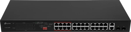 Коммутатор TP-Link TL-SL1226P (L2) 24x100Мбит/с 2x1Гбит/с 2xКомбо(1000BASE-T/SFP) 24PoE+ 250W неуправляемый