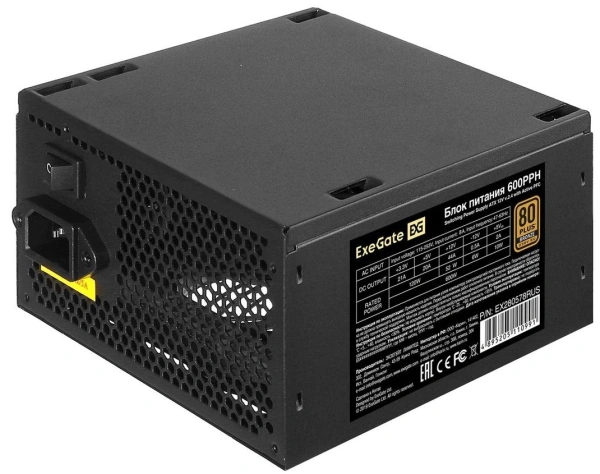 Блок питания Exegate ATX 600W 600PPH 80+ bronze (20+4pin) APFC 120mm fan 6xSATA