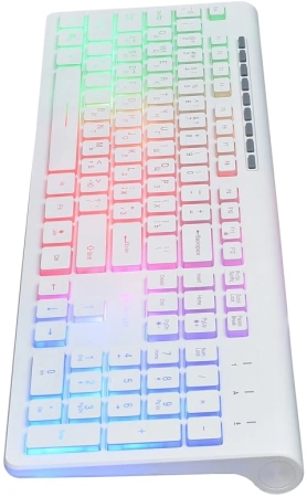 Клавиатура Оклик 490ML белый USB slim Multimedia LED