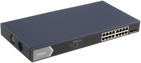Коммутатор HiWatch DS-S1816GP (L2) 16x100Мбит/с 1x1Гбит/с 16PoE 125W неуправляемый