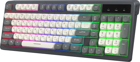 Клавиатура Оклик 731G серый/белый USB Multimedia for gamer LED кабель 1.5м