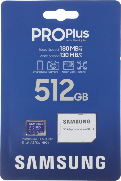 Флеш карта microSDXC 512GB Samsung MB-MD512SA Pro PLUS V30 + adapter