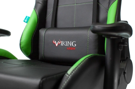Кресло игровое Zombie VIKING 5 AERO черный/салатовый экокожа с подголов. крестов. пластик
