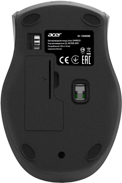 Мышь Acer OMR032 черный/красный оптическая 1600dpi беспров. USB 4but (ZL.MCEEE.009)