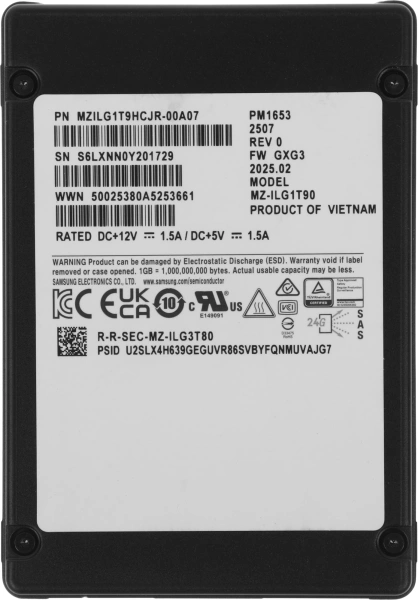 Накопитель SSD Samsung SAS 4.0 1920GB MZILG1T9HCJR-00A07 PM1653 1 DWPD