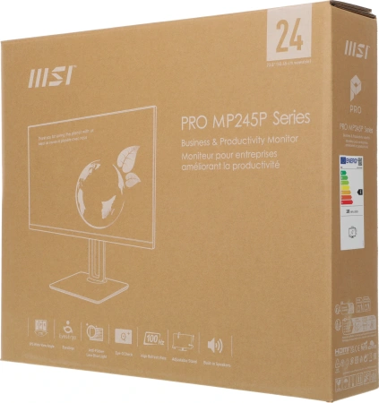 Монитор MSI 23.8" Pro MP245PG черный IPS LED 16:9 HDMI M/M матовая HAS Piv 1300:1 300cd 178гр/178гр 1920x1080 100Hz VGA DP FHD 4.62кг
