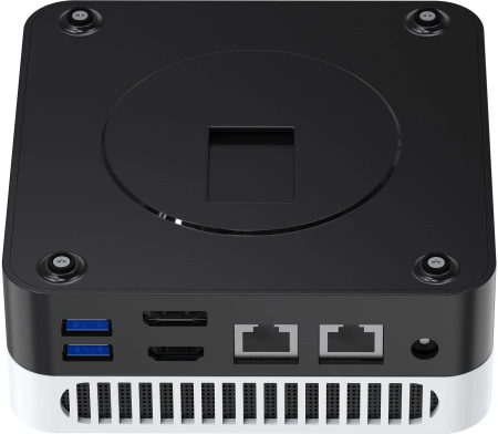 Неттоп Chuwi LarkBox X N150 (0.8) 16Gb SSD512Gb Graphics Windows 11 Pro 2.5xGbitEth+1xGbitEth WiFi BT черный/белый