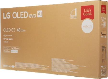 Телевизор OLED LG 48" OLED48C5RLA.ARUG черный/серебристый 4K Ultra HD 120Hz DVB-T DVB-T2 DVB-C DVB-S2 USB WiFi Smart TV