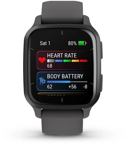 Смарт-часы Garmin Venu Sq 2 35.9мм 1.4" AMOLED корп.серый силикон рем.серый (010-02701-10)