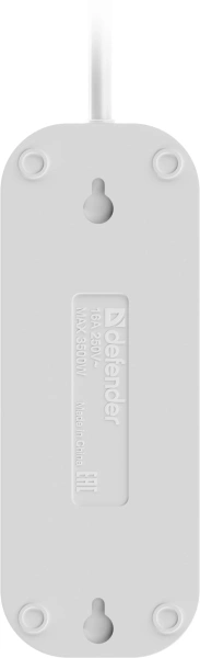 Сетевой удлинитель Defender R330 1.5м (3 розетки) белый (пакет ПЭ)