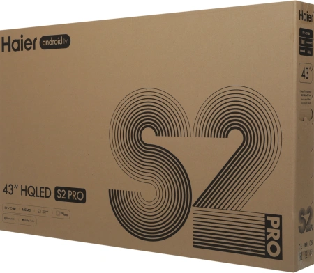 Телевизор QLED Haier 43" HQLED S2 Pro Frameless черный 4K Ultra HD 60Hz MEMC DVB-T DVB-T2 DVB-C DVB-S2 USB WiFi Smart TV (RUS)