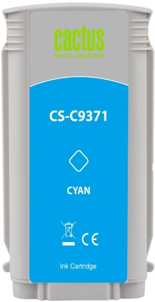 Картридж струйный Cactus CS-C9371 №72 фото голубой (130мл) для HP DJ T610/T620/T770/T1100/T1100/T1120/T1200 с чипом