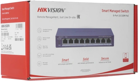 Коммутатор Hikvision DS-3E1309P-EI/M (L2) 8x100Мбит/с 1x1Гбит/с 8PoE 8PoE+ 110W управляемый