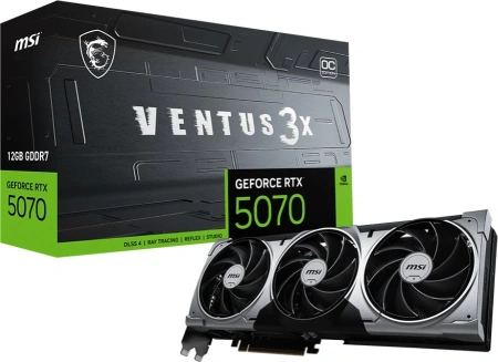 Видеокарта MSI PCI-E 5.0 RTX 5070 12G VENTUS 3X OC NVIDIA GeForce RTX 5070 12Gb 192bit GDDR7 2542/28000 HDMIx1 DPx3 HDCP Ret