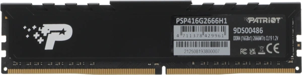Память DDR4 16GB 2666MHz Patriot PSP416G2666H1 Signature Premium RTL PC4-21300 CL19 DIMM 288-pin 1.2В dual rank с радиатором Ret