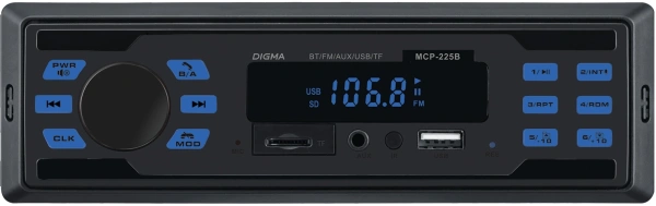 Автомагнитола Digma MCP-225B 1DIN 2x45Вт v5.0 AUX 2