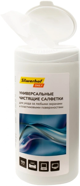 Салфетки Silwerhof DAILY универсальные туба 100шт влажных