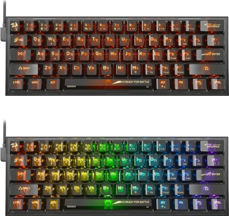Клавиатура Redragon Fizz механическая прозрачный/черный USB Multimedia for gamer LED (71737) кабель 1.8м