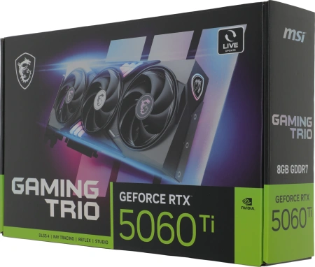 Видеокарта MSI PCI-E 5.0 RTX 5060 TI 8G GAMING TRIO NVIDIA GeForce RTX 5060TI 8Gb 128bit GDDR7 2572/28000 HDMIx1 DPx3 HDCP Ret