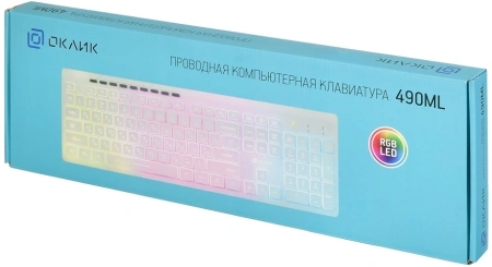 Клавиатура Оклик 490ML белый USB slim Multimedia LED