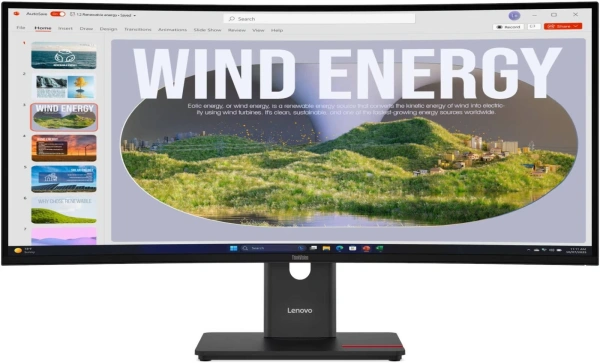 Монитор Lenovo 34" ThinkVision T34wd-40 черный VA LED 4ms 21:9 HDMI матовая HAS Piv 3000:1 300cd 178гр/178гр 3440x1440 120Hz DP WQ USB 9.2кг