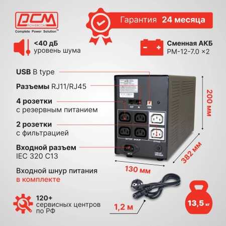 Источник бесперебойного питания Powercom Imperial IMD-1025AP 615Вт 1025ВА черный