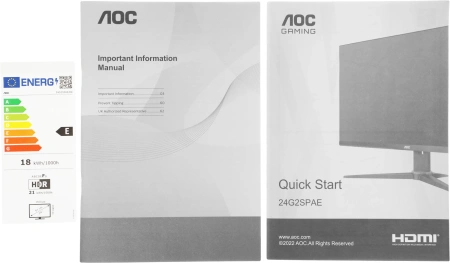 Монитор AOC 23.8" 24G2SPAE черный/красный IPS LED 1ms 16:9 HDMI M/M матовая 250cd 178гр/178гр 1920x1080 165Hz FreeSync Premium VGA DP FHD 3.75кг