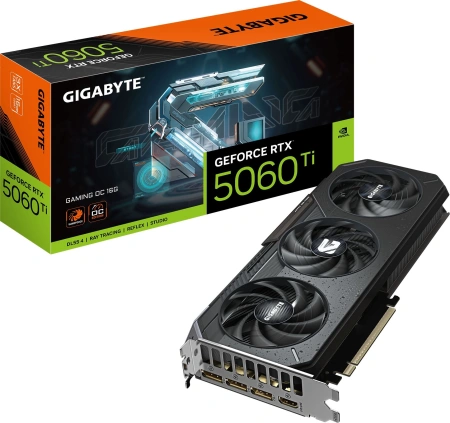 Видеокарта Gigabyte PCI-E 5.0 GV-N506TGAMING OC-16GD 1.0 NVIDIA GeForce RTX 5060TI 16Gb 128bit GDDR7 2572/28000 HDMIx1 DPx3 HDCP Ret