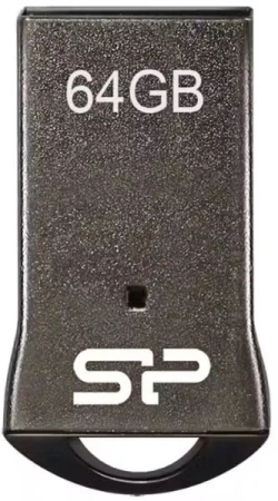 Флеш Диск Silicon Power 64Gb Touch T01 SP064GBUF2T01V1K USB2.0 черный/серебристый