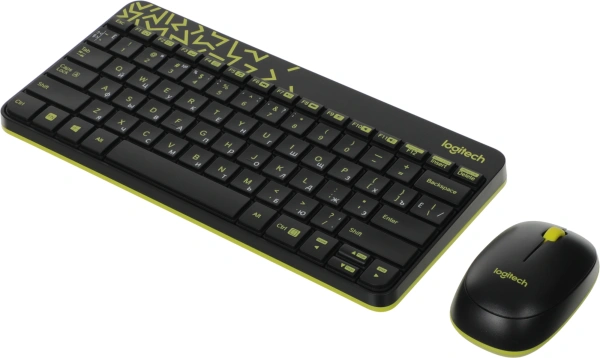 Клавиатура + мышь Logitech MK240 клав:черный/желтый мышь:черный/желтый USB беспроводная slim Multimedia (920-008198)