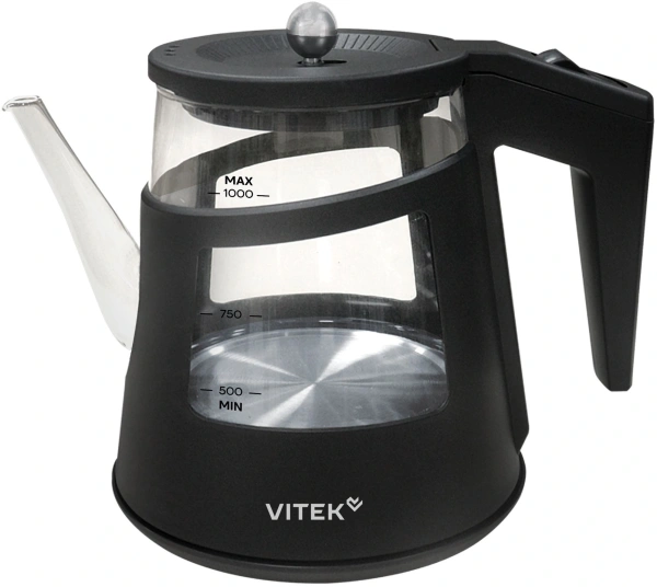 Чайник электрический Vitek VT-WK1083 1л. 1100Вт черный корпус: стекло