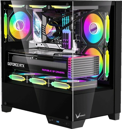 Корпус Formula Crystal Z1M Plus FR черный без БП mATX 9x120mm 1xUSB3.0 audio bott PSU