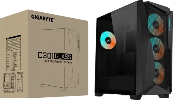 Корпус Gigabyte C301G черный без БП ATX 3x120mm 5x140mm 2xUSB3.0 audio bott PSU