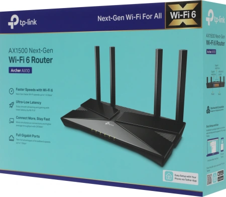 Роутер беспроводной TP-Link Archer AX10 AX1500 10/100/1000BASE-TX черный