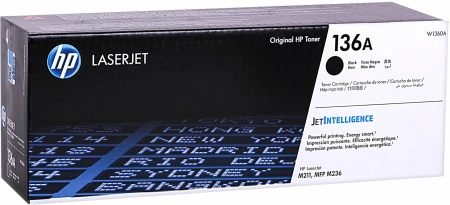 Картридж лазерный HP 136A W1360A черный бар.в компл. (1150стр.) для HP LJ M211d/MFP M236