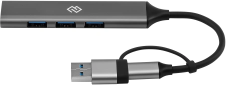 Разветвитель USB-C + USB-A Digma DHUB-4USB-AC-3.0 4порт. серебристый