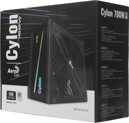 Блок питания Aerocool ATX 700W CYLON 700 80+ (20+4pin) APFC 120mm fan color 5xSATA RTL