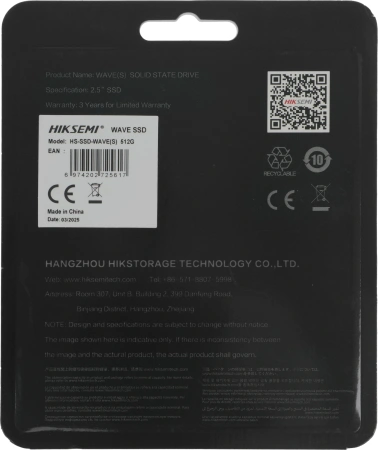 Накопитель SSD Hikvision SATA-III 512GB HS-SSD-WAVE(S) 512G 2.5"