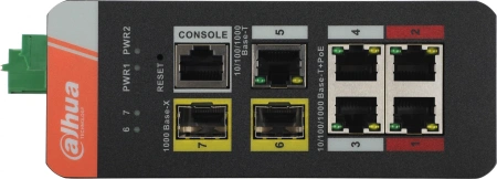 Коммутатор Dahua DH-IS4207-4GT-120 (L2) 1x100Мбит/с 4x1Гбит/с 2SFP 4PoE 120W управляемый
