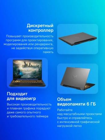 Ноутбук Asus TUF Gaming A16 FA607NU-RL064 Ryzen 5 7535HS 16Gb SSD512Gb NVIDIA GeForce RTX4050 6Gb 16" IPS WUXGA (1920x1200) без ОС grey WiFi BT Cam (90NR0MU3-M00330)