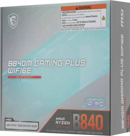 Материнская плата MSI B840M GAMING PLUS WIFI6E Socket AM5 AMD B840 4xDDR5 mATX AC`97 8ch(7.1) 2.5Gg RAID+HDMI