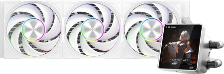 Система водяного охлаждения PcCooler DT360 Display ARGB Soc-AM5/AM4/1200/1700/1851 белый 4-pin 15-33.1dB Al LCD 320W Ret (DT360-WHAWXY-GL)