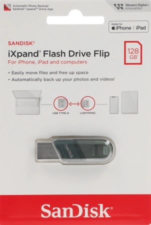 Флеш Диск Sandisk 128Gb iXpand Flip SDIX90N-128G-GN6NE USB3.1 зеленый/серебристый