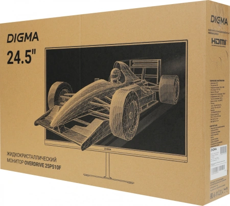 Монитор Digma 24.5" Overdrive 25P510F черный IPS LED 1ms 16:9 HDMI матовая Piv 250cd 178гр/178гр 1920x1080 180Hz DP FHD 3.6кг