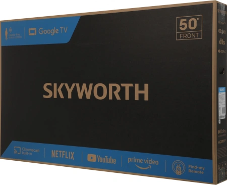 Телевизор QLED Skyworth 50" 50Q66G Google TV Frameless черный/серебристый 4K Ultra HD 60Hz DVB-T DVB-T2 DVB-C DVB-S DVB-S2 USB WiFi Smart TV