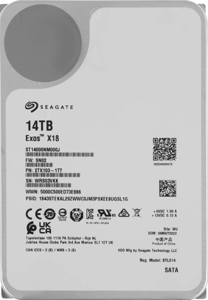 Жесткий диск Seagate SATA-III 14TB ST14000NM000J Exos X18 4KN (7200rpm) 256Mb 3.5"