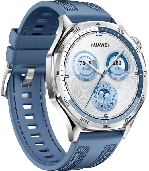 Смарт-часы Huawei Watch GT 5 Vili-B19W 1.43" AMOLED корп.серебристый рем.синий разм.брасл.:140-210мм (55020DGJ)